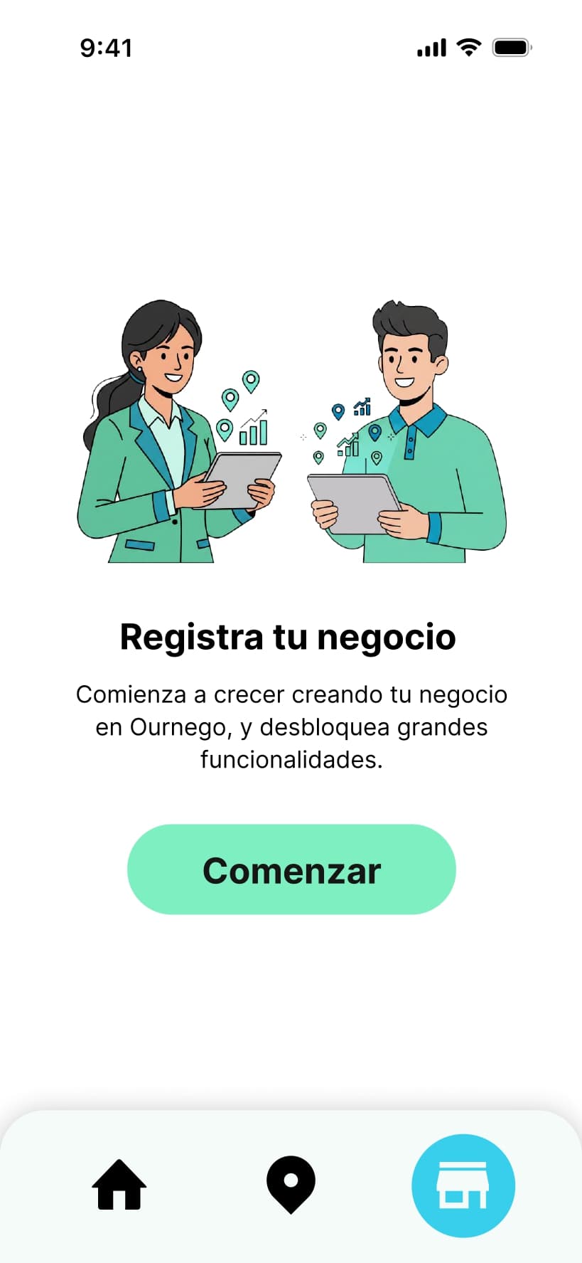 Proceso de registro para nuevos negocios en Ournego.
