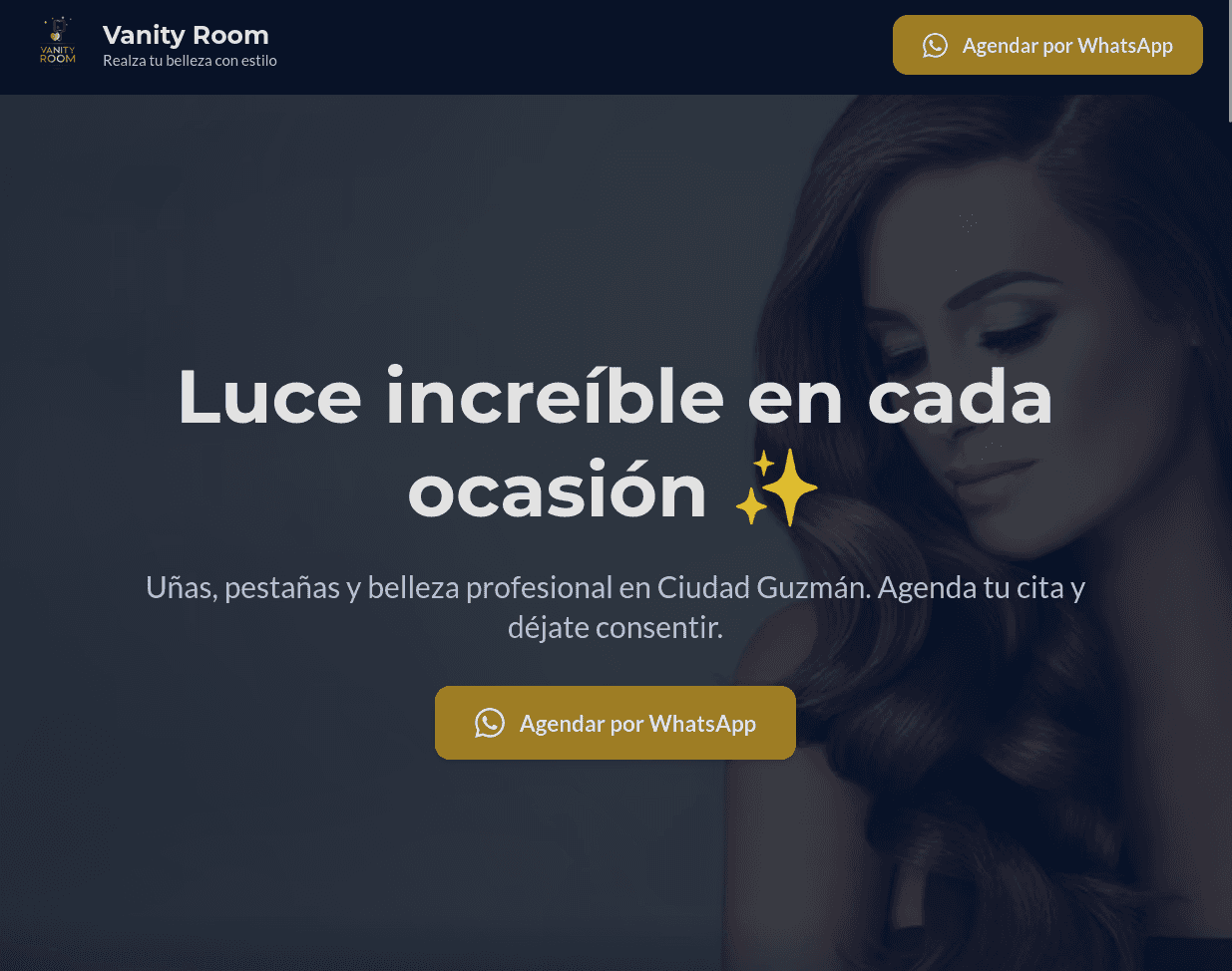 Banner de Vanity Room Landing Page